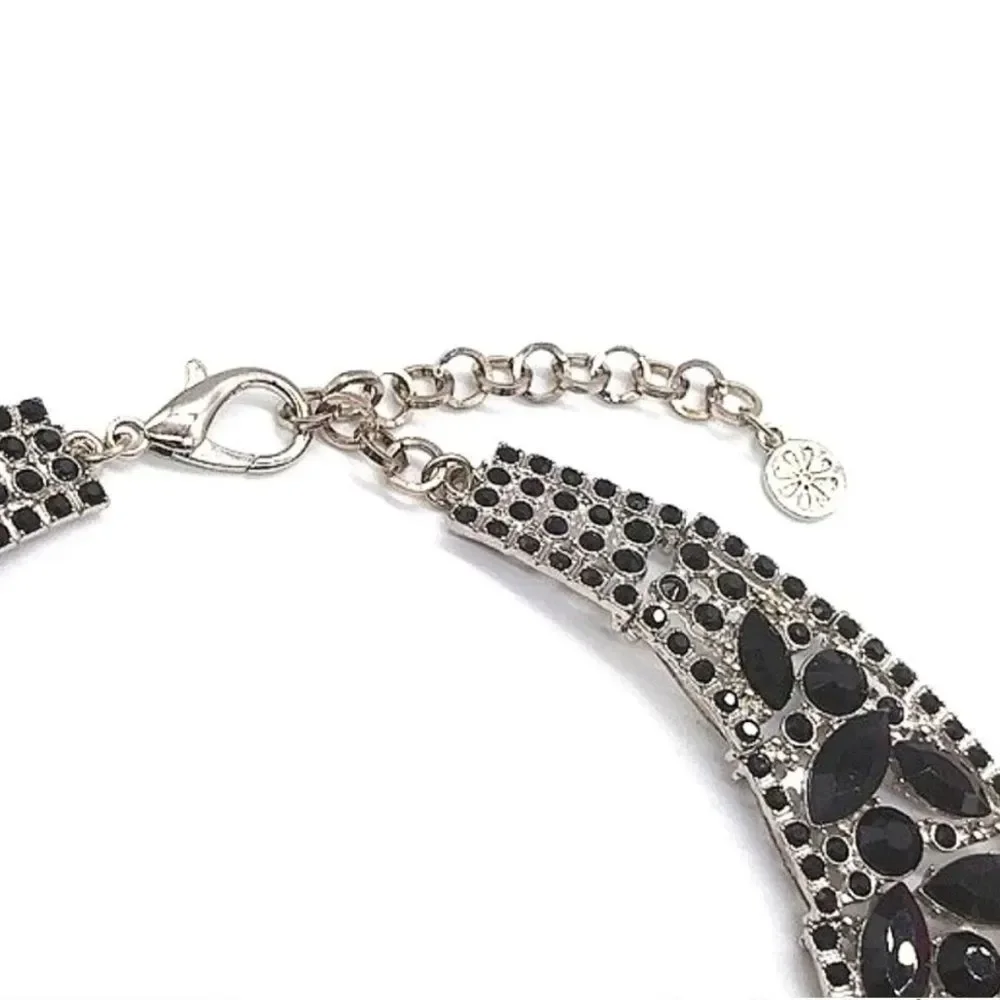 New Isaac Mizrahi Multishape 15" Black Crystal Collar Statement Necklace - Picture 3 of 3